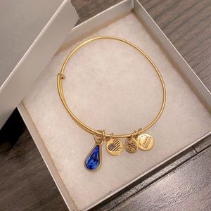 Alex and Ani Blue Topaz birthstone drop bracelet